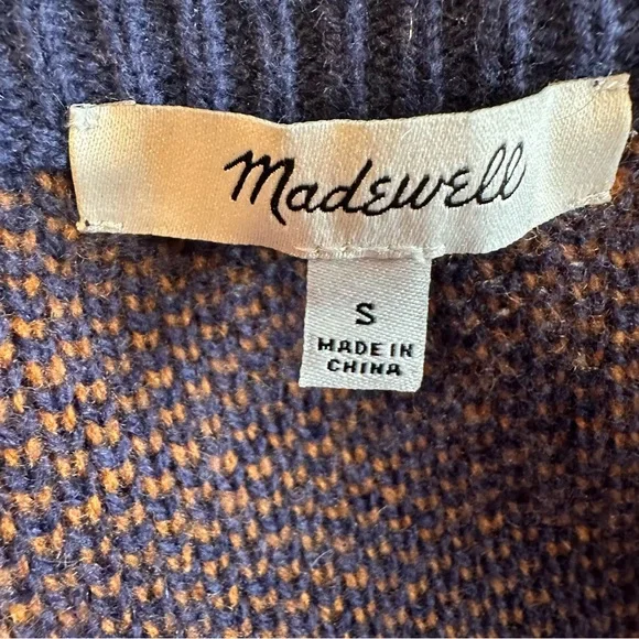 Madewell Mullen Plaid Pull Over in Rust and Navy Blue - Picture 6 of 7